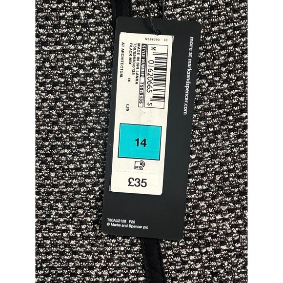 Marks & Spencer Autograph  Boxy Short Sleeve Top Tweed Black Piping UK 14/US 10 - Picture 7 of 11
